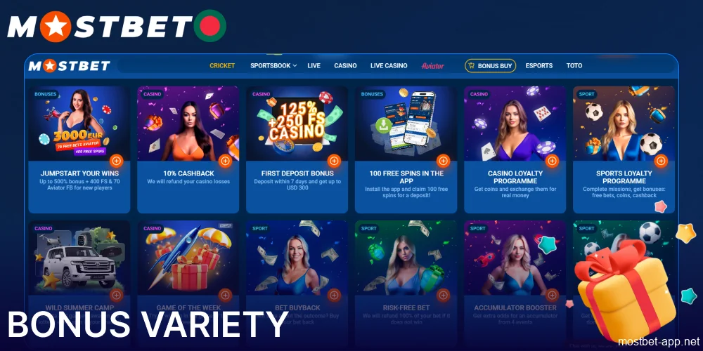 The bonuses available on Mostbet mobile app for players from Bangladesh